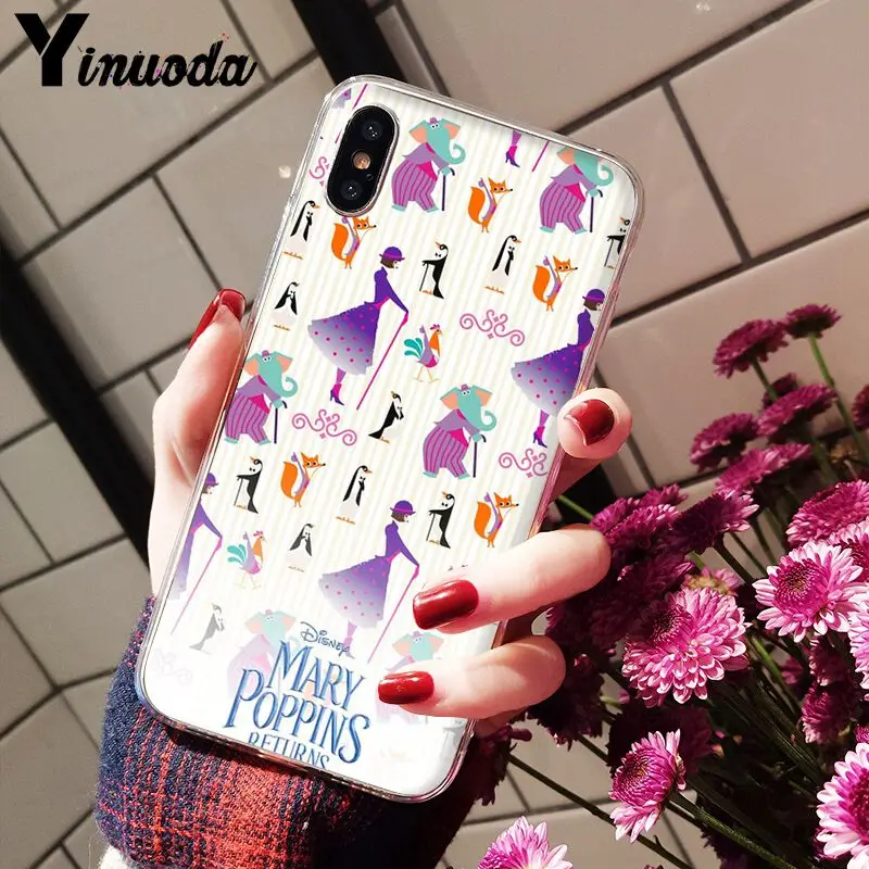 Yinuoda Mary Poppins Новое поступление Прозрачный чехол для iPhone X XS MAX 6 6S 7 7plus 8 8Plus 5 5S XR |