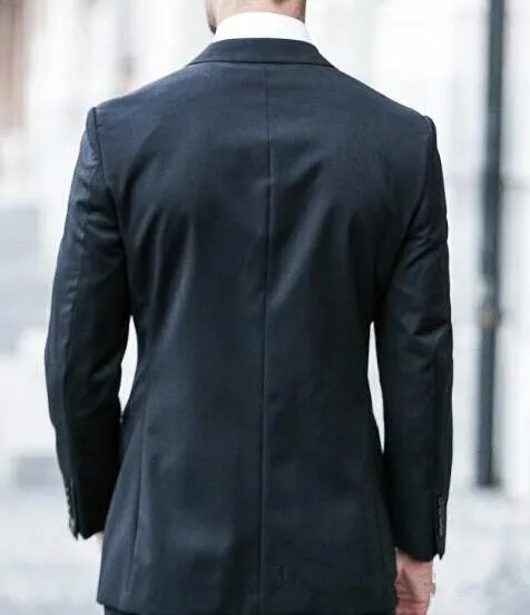 Индивидуальный заказ черный Slim Fit мужской свадебный костюм Жених Смокинги Костюмы елочка ретро джентльмен костюмы официальные костюмы