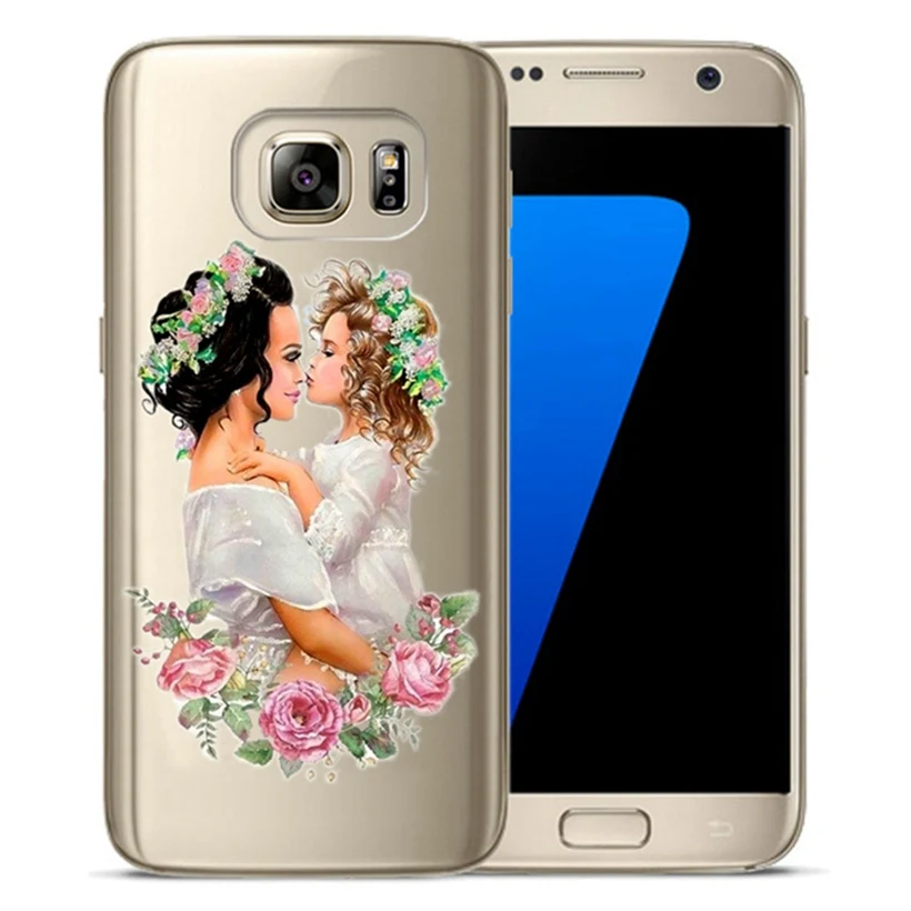 Fashion Black Brown Hair Baby Mom Girl Queen TPU Pattern For Samsung Galaxy S3 A5 2015 2016 S8 S9 Puls S7 Edge Cover Fundas D602 |