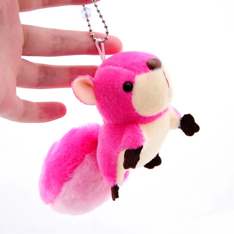 

10Pcs cute little squirrel plush toys, mini squirrel pendant oversized tail key, bag ornaments.