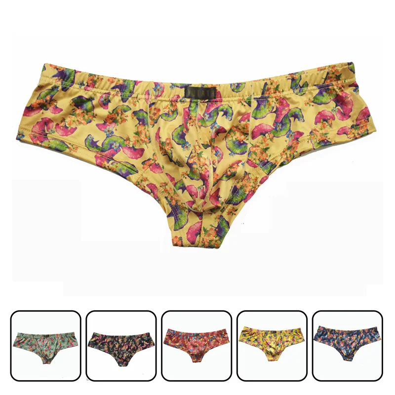 

Mens Underwear Boxers Men Small Boxer Milk Silk Ginkgo Leaf Print Boxer Shorts Bulge Pouch Underpants Gay Panties