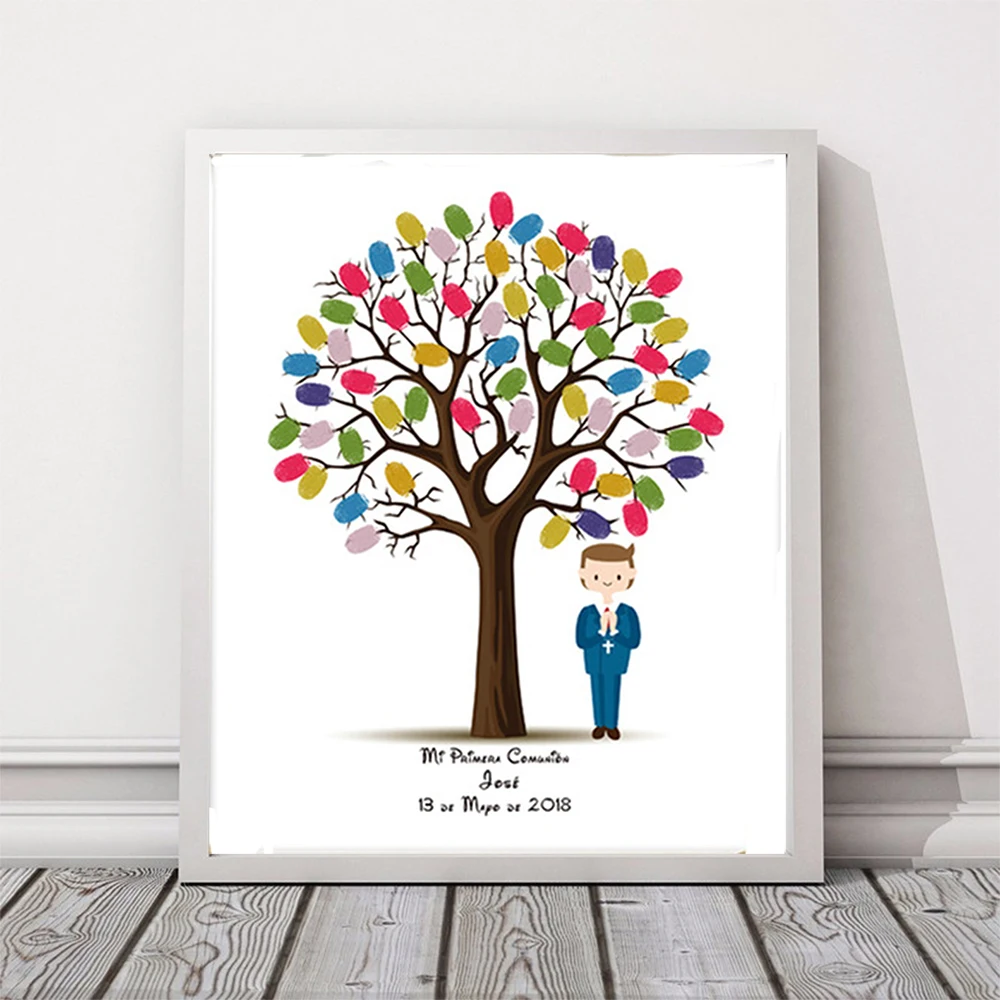 Забавное пользовательское имя Дата холст отпечаток пальца подпись DIY Гостевая