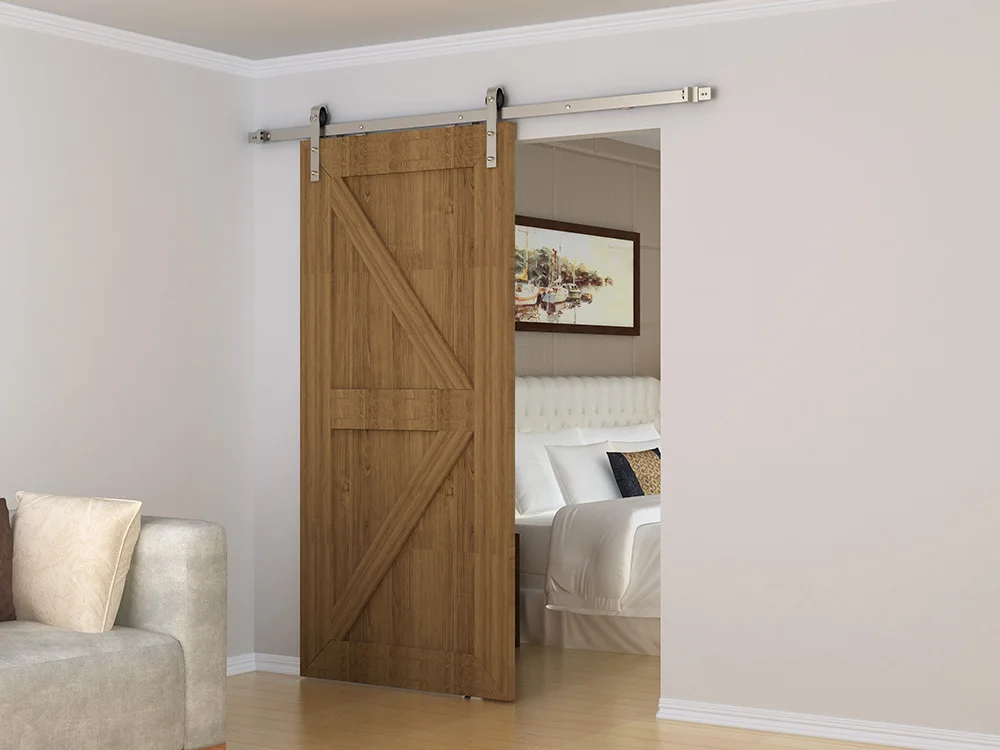 DIYHD 5FT-8FT мягкое закрытие Матовый никель оборудование для раздвижной двери сарая