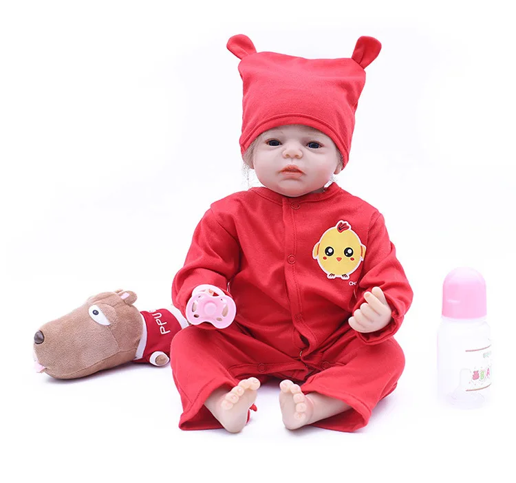 

silicone reborn baby dolls boys girls soft body 50cm Lifelike toddler Bonecas girl kid 20inch red cloth Birthday Gift Kid's Toys