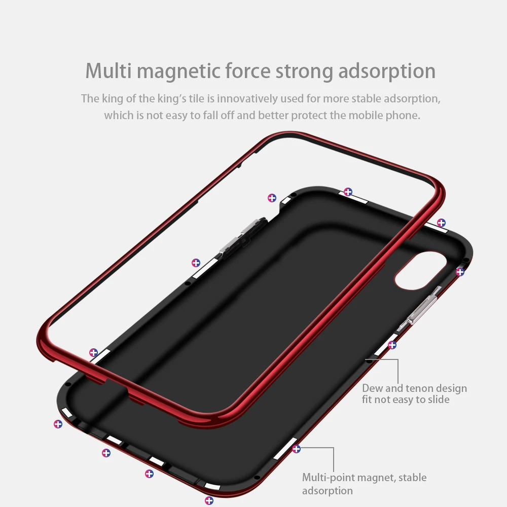 10 шт. роскошный Магнитный флип чехол для iPhone XS Max XR X 6 7 8 Plus PC Border Shell Pattern закаленное