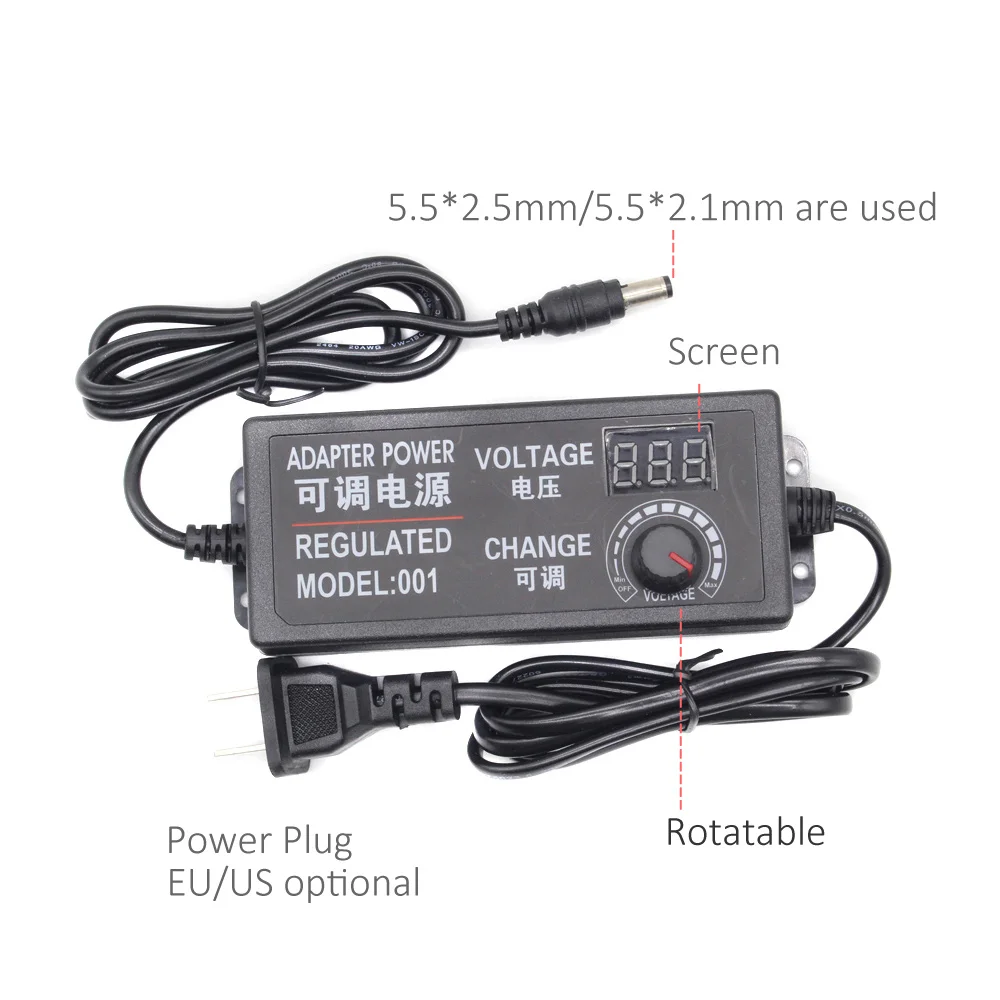 

Transformer Power Supply AC 110V 220V to DC 12V 3V 5V 24V Adjustable Regulated Adapter with Display 3A LED Driver for LED Strip