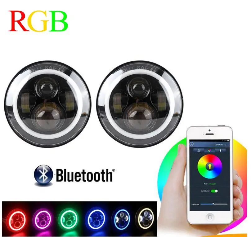 7 дюймовый круглый 60 Вт RGB синий зуб Авто светодиойдный налобный светильник