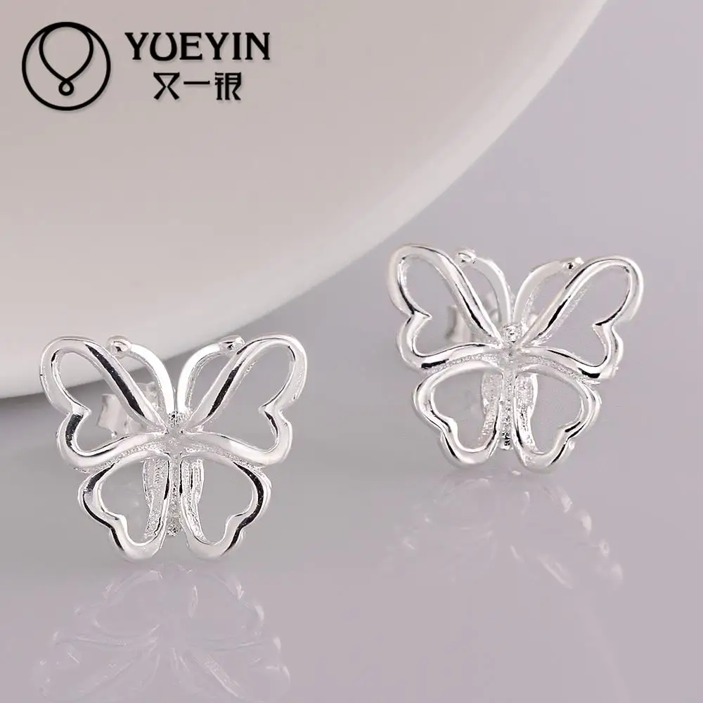 Серьги гвоздики женские посеребренные с бабочками|jewelry fresh|jewelry adhesivejewelry gilt |