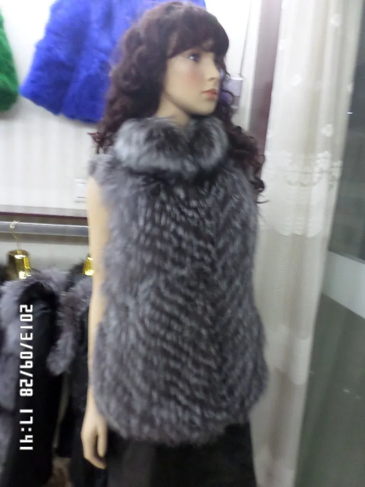 Linhaoshengyue 2014 г. Женский жилет из серебристого лисьего меха|fur snow boots women|fur waistcoatfur winter