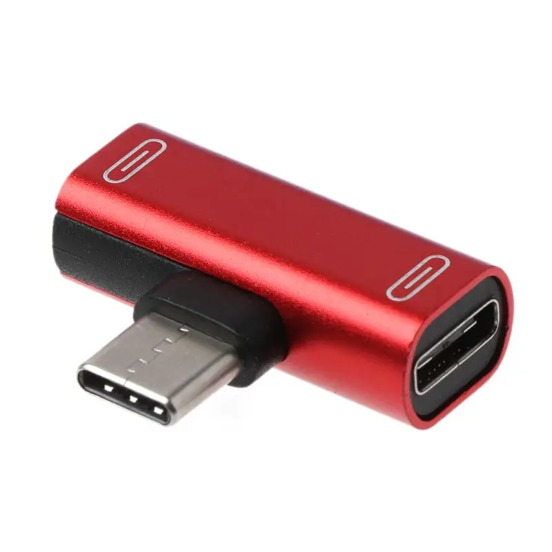 Красный Двойной тип C USB-C наушники аудио зарядка зарядное устройство адаптер сплиттер конвертер для Xiaomi 6 6X8 Note3 Mix 2 huawei mate - Цвет: Красный