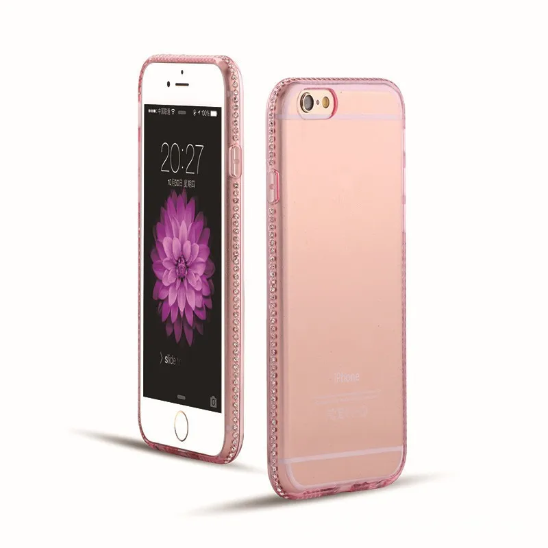 Блестящий Прозрачный блестящий чехол для iphone7 6 plus 5 со стразами из мягкого ТПУ