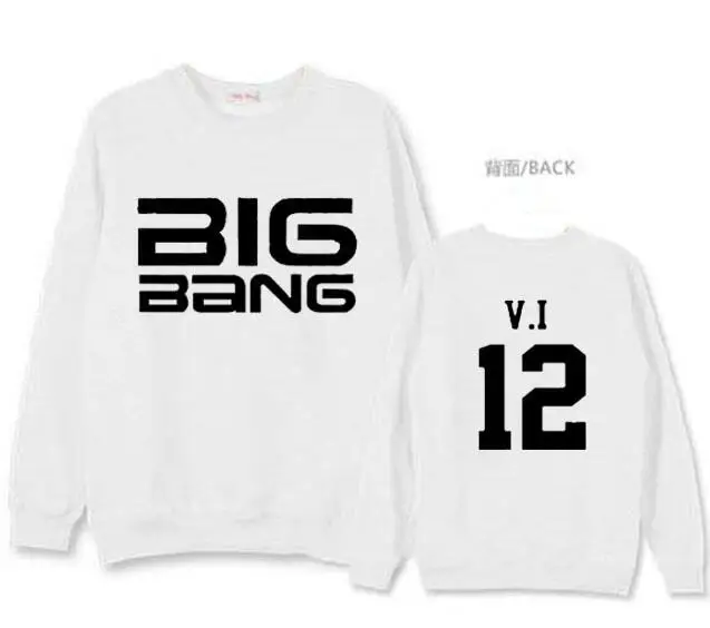 Новое поступление белая/черная тонкая толстовка с принтом имени члена kpop bigbang