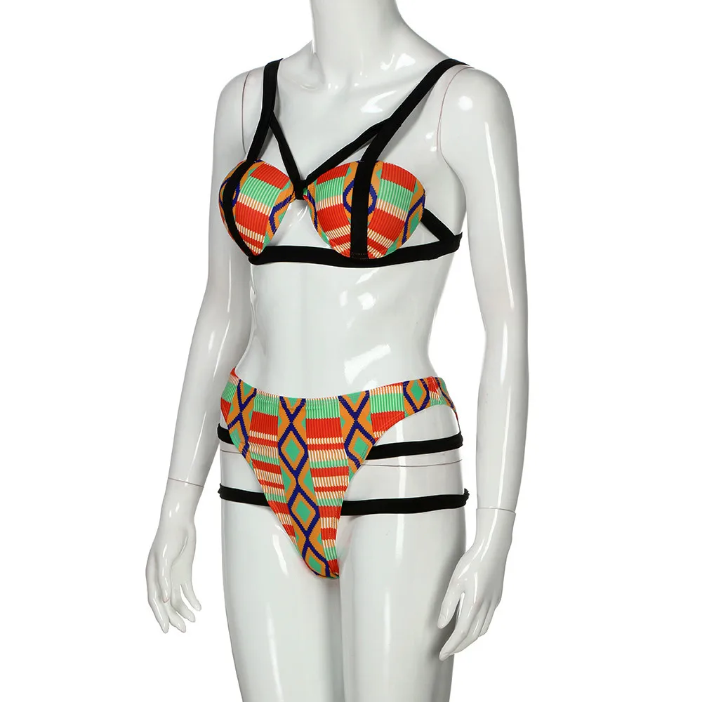 Женский купальник бикини с принтом по африканским мотивам купальный костюм из