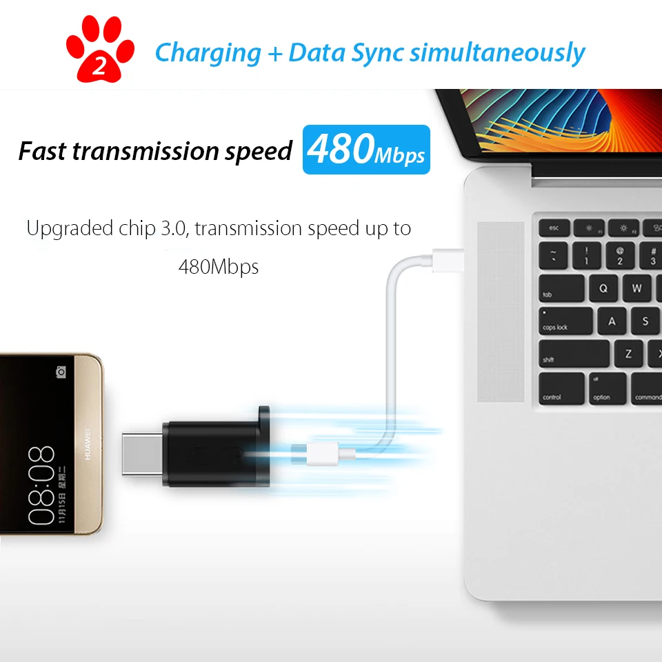 Переходник с Micro USB мама на Type C папа 3 шт.|Переходники и адаптеры| |