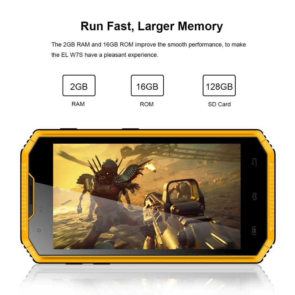 Водонепроницаемый 4G мобильный телефон E & L W7S IP68 5 0 дюймов HD Прочный смартфон MTK 6737