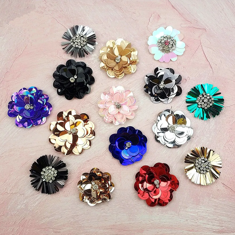 2019 NEW Multicolor flower sequined Rhinestones bead brooch patches sew on clothes shoes bags decoration DIY | Дом и сад