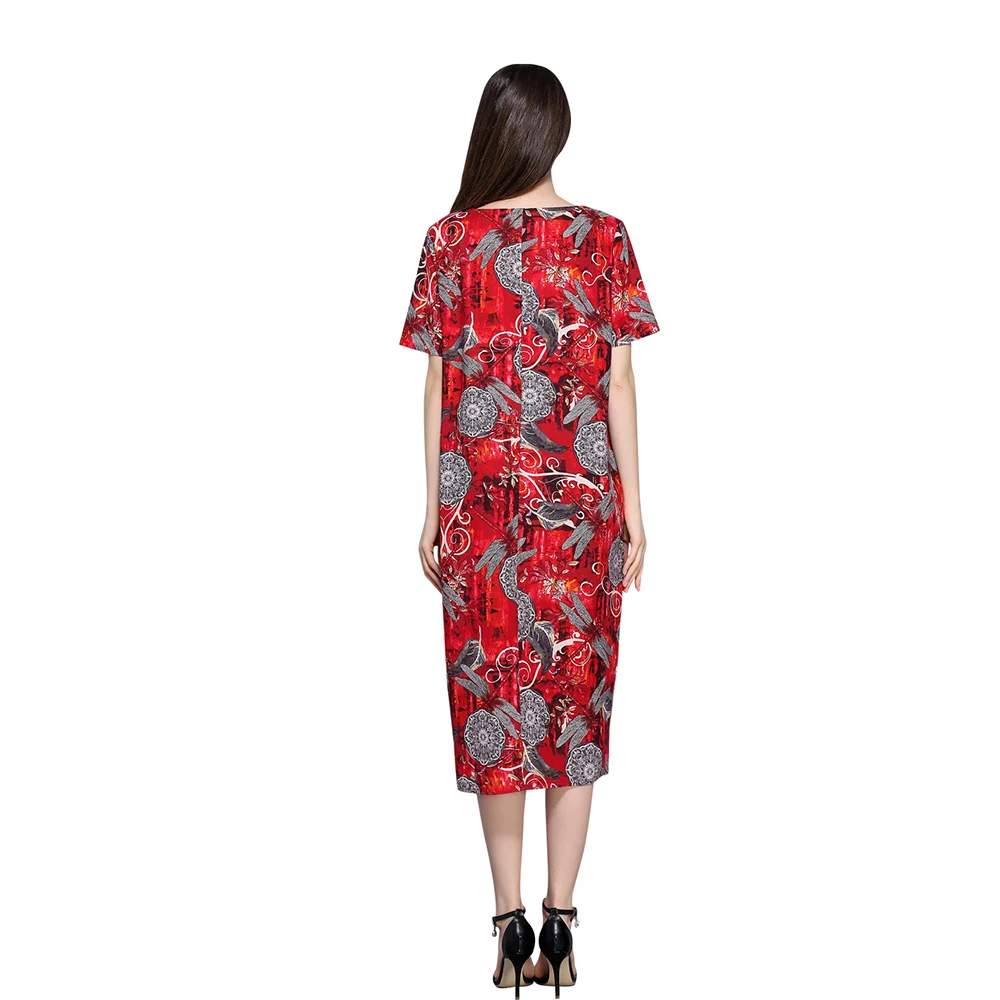 Ameision Women Vintage party Dress Loose Fit Dragonfly Print Scoop Collar Casual Elegant Dresses Spring Summer Vestidos | Женская одежда