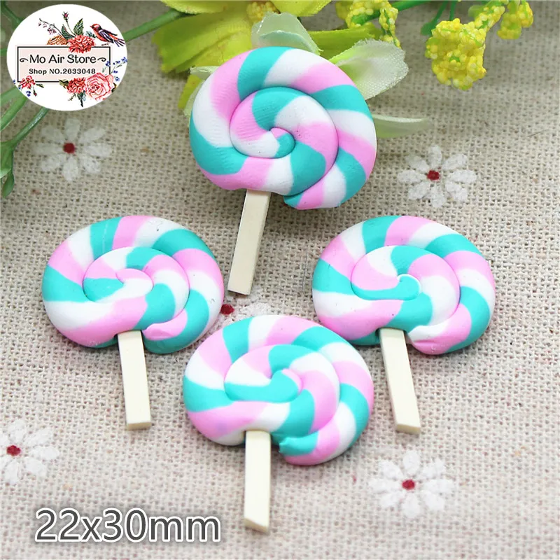 

10PCS polymer clay hand made lollipop Flatback Cabochon Miniature Food Art Supply Decoration Charm Craft