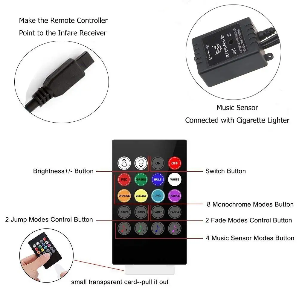 RGB неоновая полоса автомобильный стильный декоративный светильник беспроводной
