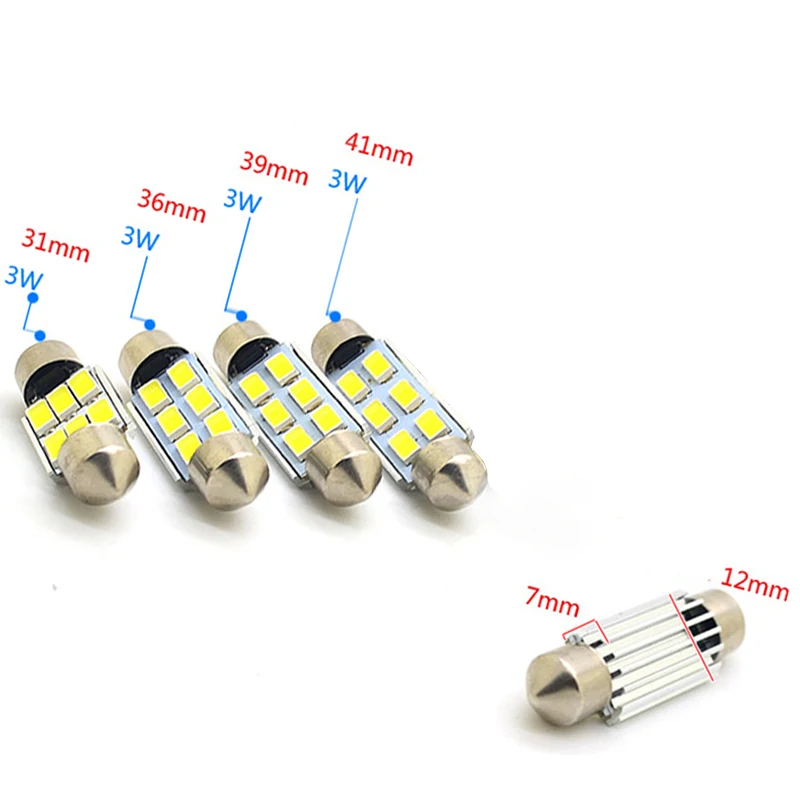 YSY 50 шт./лот 31 мм 36 39 41 12 В 3157 3022 6SMD 5730 Светодиодные белые лампы купол фестон карта