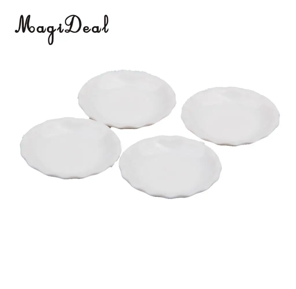 MagiDeal 4 шт./лот 1/12 Шкала Кукольный домик миниатюрная белая круглая тарелка посуда