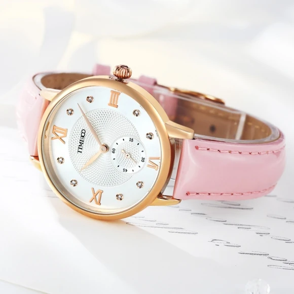 Time100 Модные Винтажные сверкающие кожаные кварцевые женские часы с маленьким