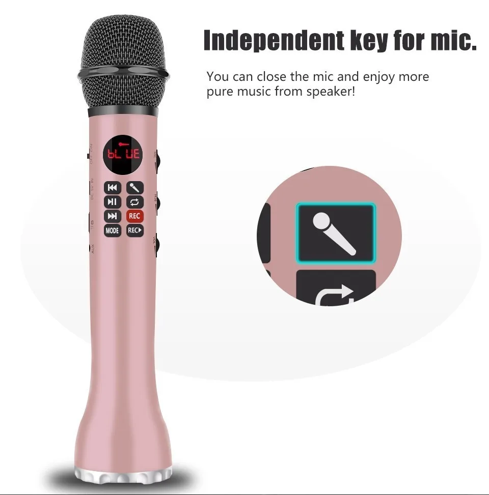 Bluetooth конденсаторный микрофон динамик для караоке беспроводной 9 Вт TF карта