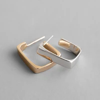 100 s925 sterling silver ol style simple irregular geometric square stud earrings for women casual style girl earings