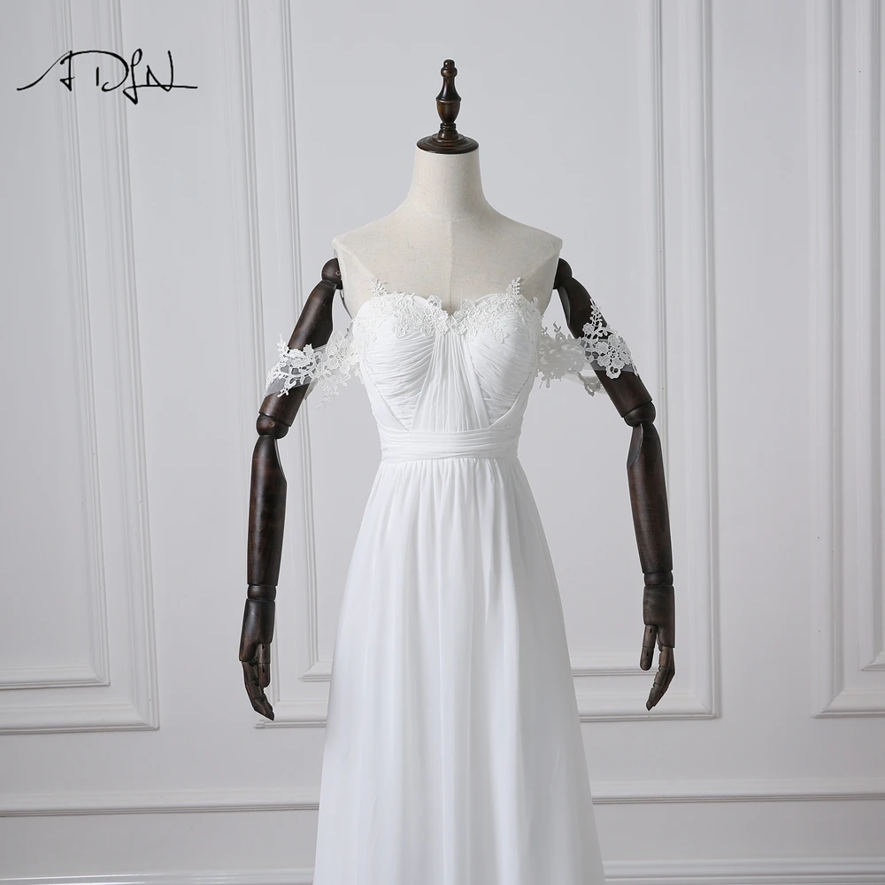 Женское платье с открытыми плечами ADLN белое/цвета слоновой кости шифоновое