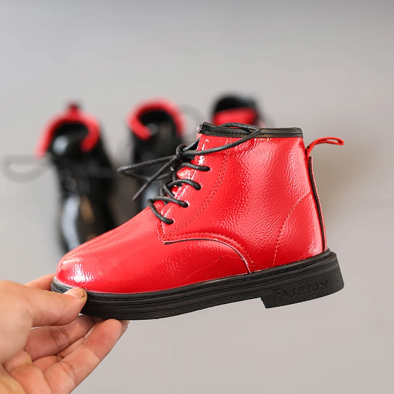 Весенние Модные Черные Ботинки martin в британском стиле для маленьких мальчиков