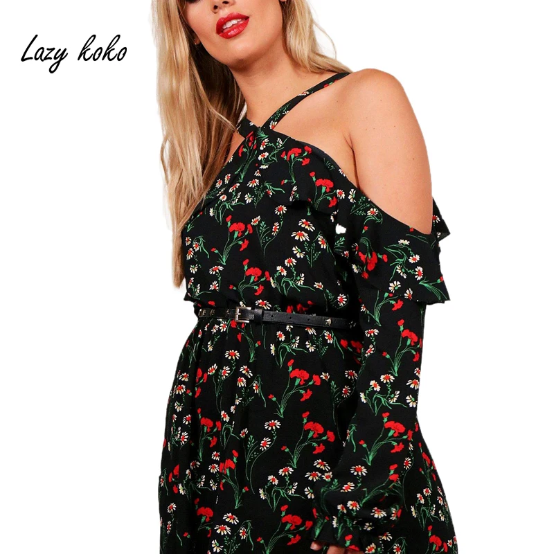 Ленивый KOKO Plus Размеры Для женщин цветочный платье трапециевидной формы большой