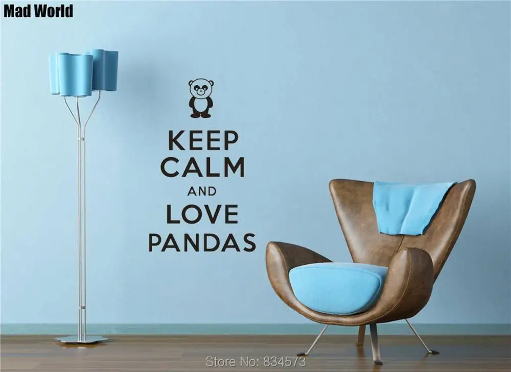 

Mad World-Keep Calm And Love Pandas Quote Wall Art Stickers Wall Decal Home DIY Decoration Removable Room Decor Wall Stickers