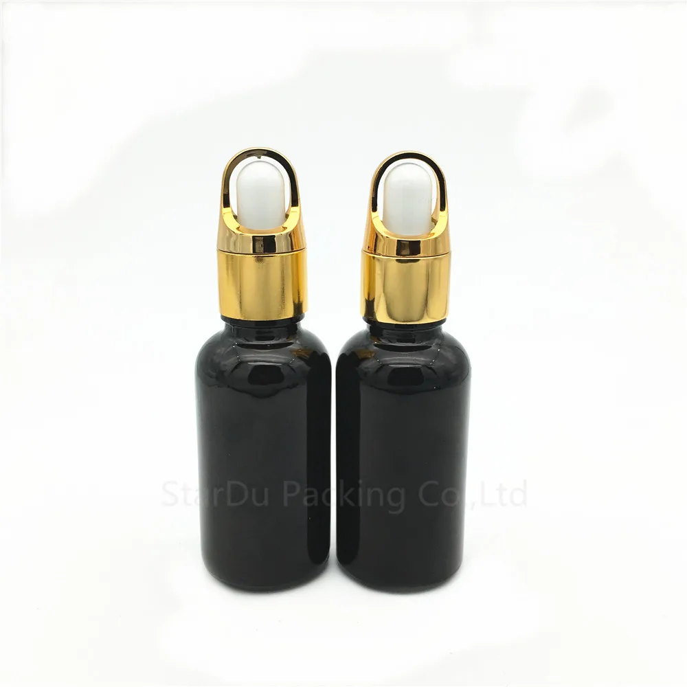 

480pcs/lot 30ml Empty Black Glass Essential Oil Bottle With Flower Basket dropper, 30CC Glass Perfume Bottle