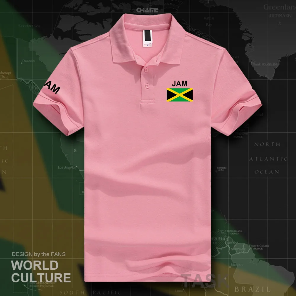 Jamaica Мужская рубашка поло с коротким рукавом белый бренд принт для страны 2017