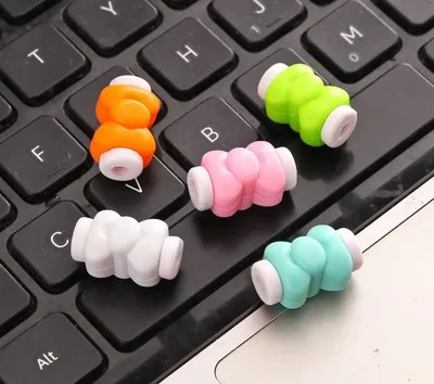 200 шт./лот бант Стильный силиконовый наушник защита кабеля красочные наушники USB