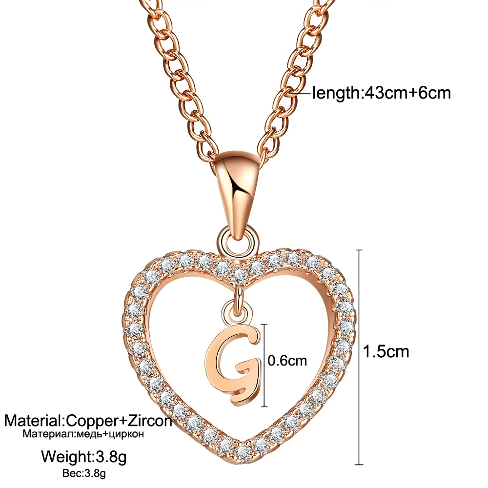 IF ME Capital Initial Letter G Heart Crystal CZ Women Charms Statement Necklaces &amp Pendants Gold Silver Color Jewelry Birth Gift |