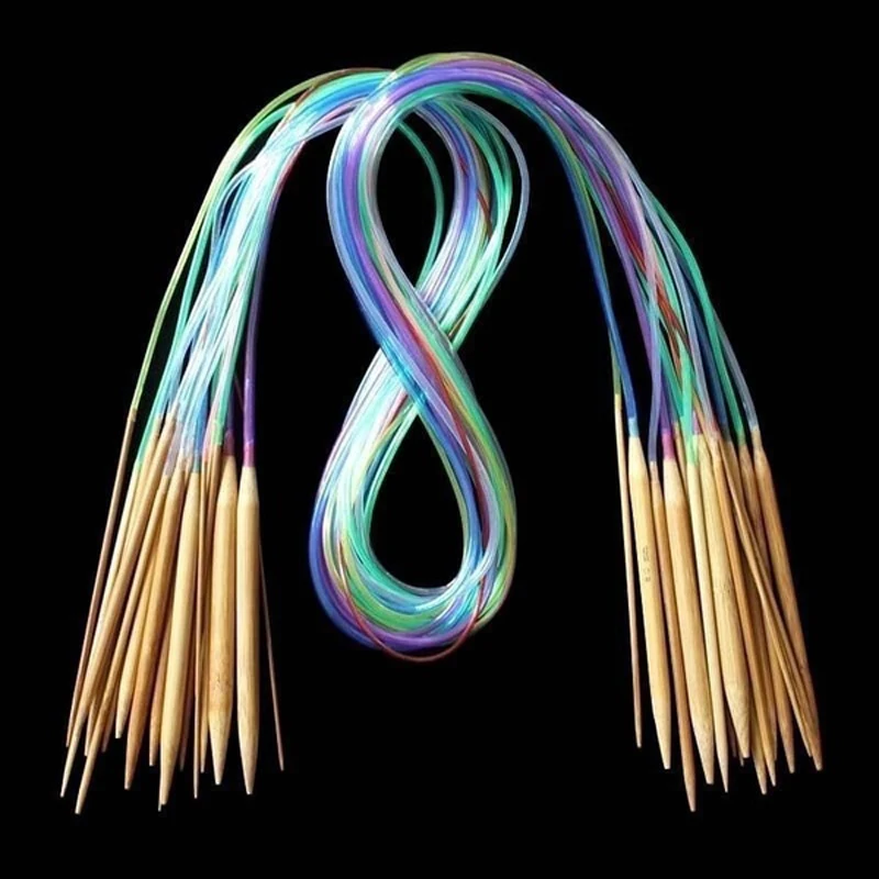 

Mayitr 18pcs 40/60/80/100/120cm Multicolor Tube Circular Carbonized Knitting Needles 2.0-10.0mm Crochet Hooks Sewing Tools