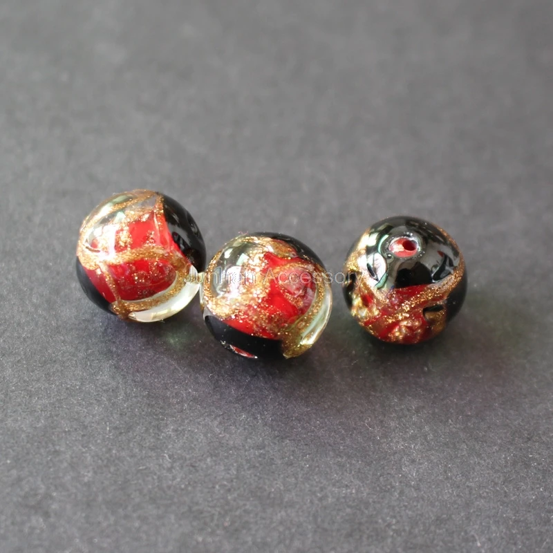 10Pcs/Lot 12mm 14mm Mamade Lampwork Glass beads with gold line painting red color for jewelry making | Украшения и аксессуары