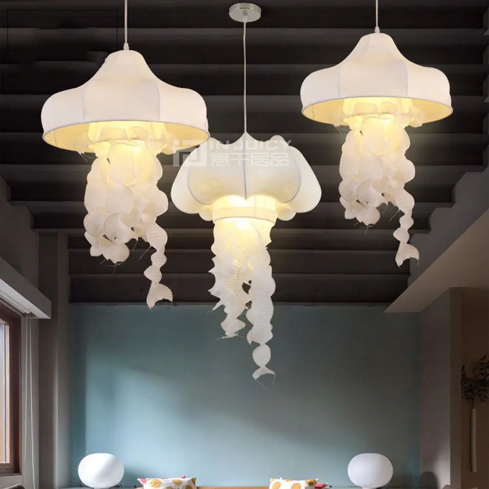 Современная шелковая ткань Медузы Лофт коридор подвесной светильник Droplight