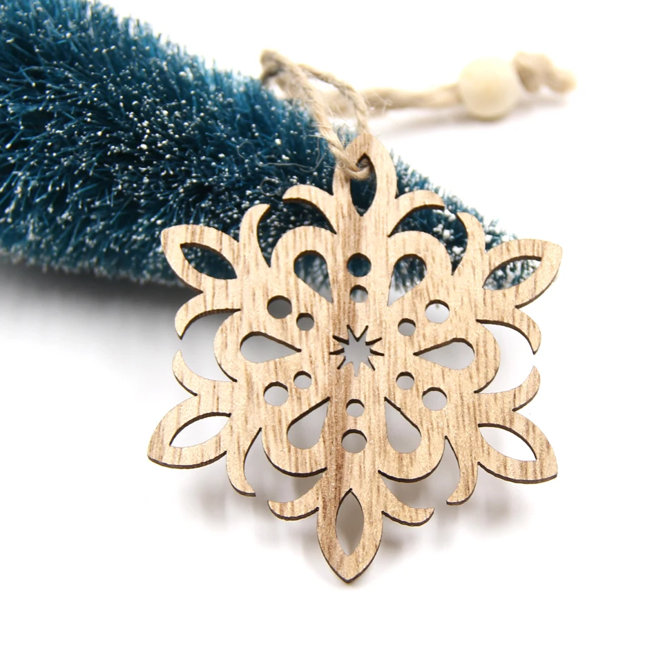 Snowflakes 6 шт. милые рождественские снежинки и угловые деревянные подвесные украшения DIY ремесло орнамент с рождественской елкой украшения для рождественской вечеринки детский подарок - Цвет: Snowflakes