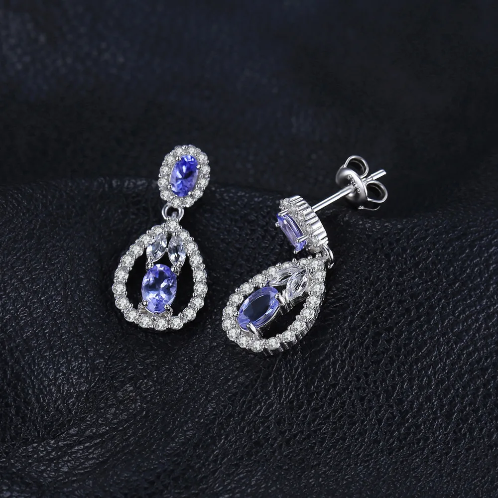 JewelryPalace элегантный 2.8ct натуральный Танзанит падение белый топаз Длинные висячие