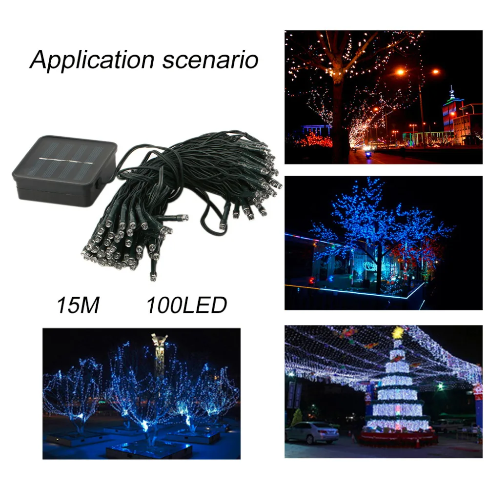 ICOCO 15 м 100LED на солнечных батареях Водонепроницаемые светодиодные струны с низким