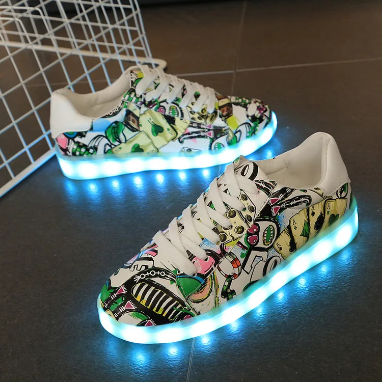KRIATIV Hot&ampCool!!! Fashion Girls Luminous Sneakers for Children Led Kids Glowing High Quality Boy Girl Shoes Size35-44 | Детская