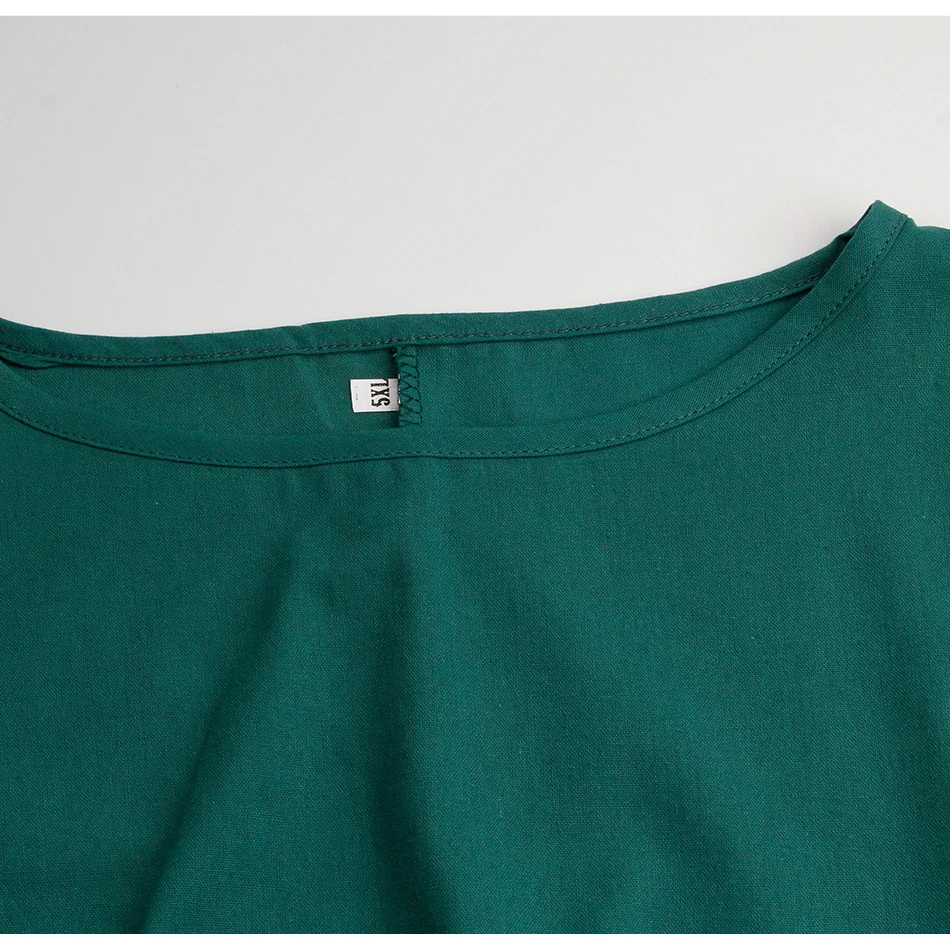 4xl 5xl размера плюс платья свободный большой подол хлопок лен три четверти рукав длинное платье Летнее зеленое женское макси платья халат