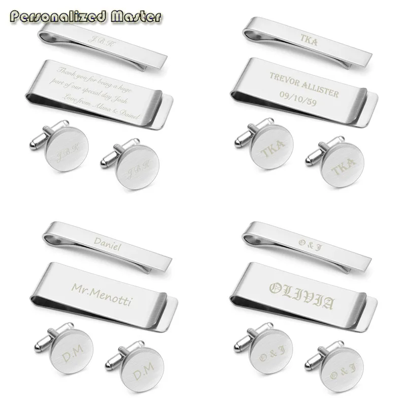 Персонализированные мастер лазерной гравировки текста Запонки Зажим для