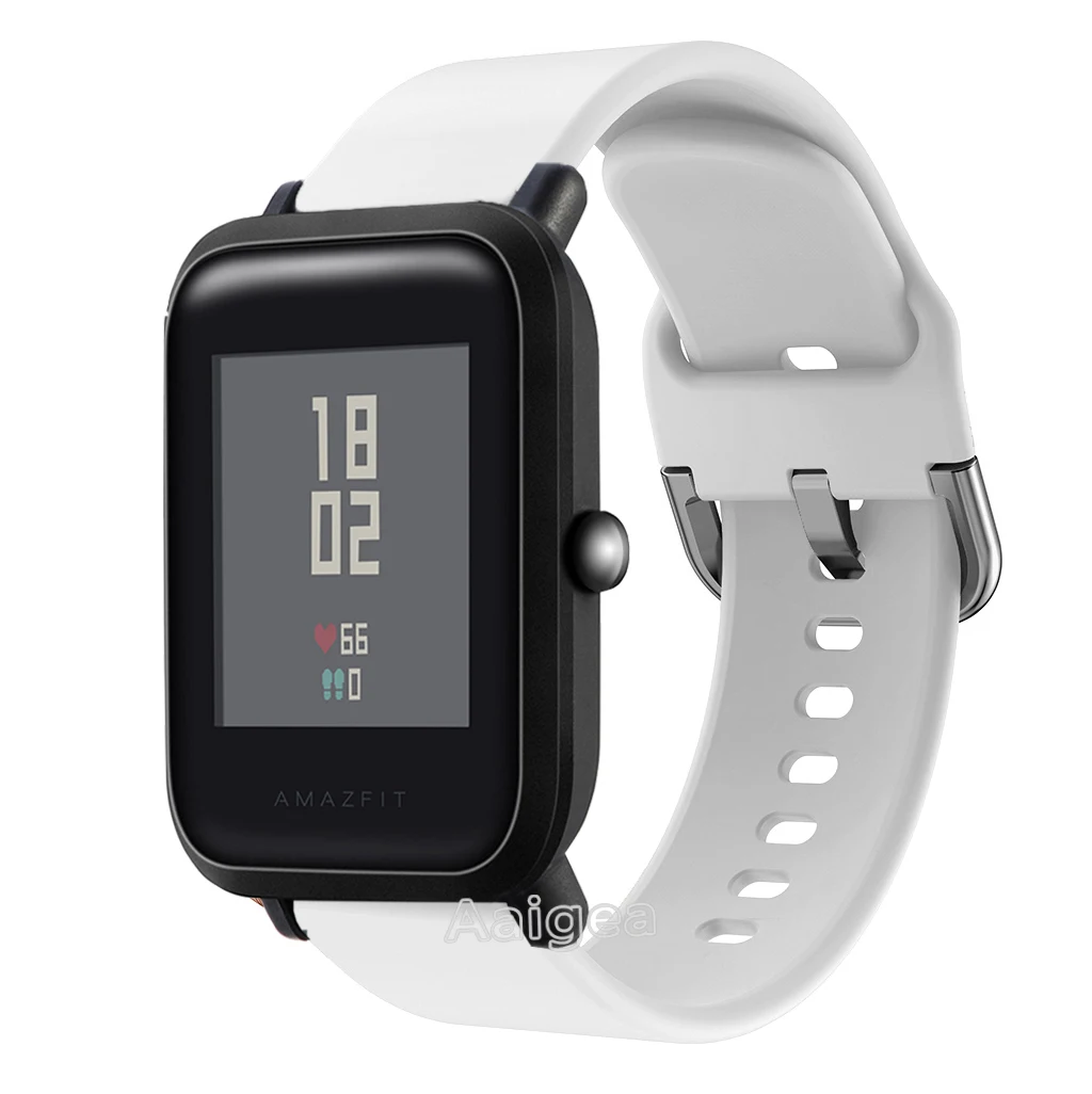 Белый 20 мм силиконовый ремешок для часов Ремешок Для Xiaomi Huami Amazfit Bip Смарт часы замена Мужские t спортивный браслет ремешок для мужчин и женщин - Цвет: Белый