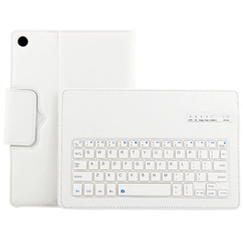 Кожаный чехол для huawei MediaPad M5 10 10,8 со съемной Bluetooth клавиатурой с узором Личи - Цвет: Белый