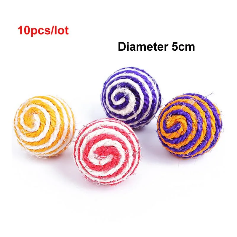 Sisal Ball Pawstrip 10 шт./лот, игрушка для кошек, мышь, сизаль, шар, перо, игрушка для кошек, Actinidia Silvervine, кошачья мята, игрушки, Интерактивная игрушка для котенка - Цвет: Sisal Ball