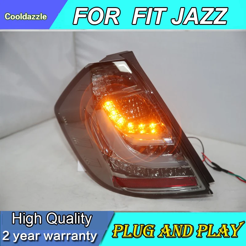 Для Honda Fit Jazz светодиодный задний фонарь хэтчбек задний фонарь 2009 2010 2011 2012 дымчатый черный с парковочными огнями