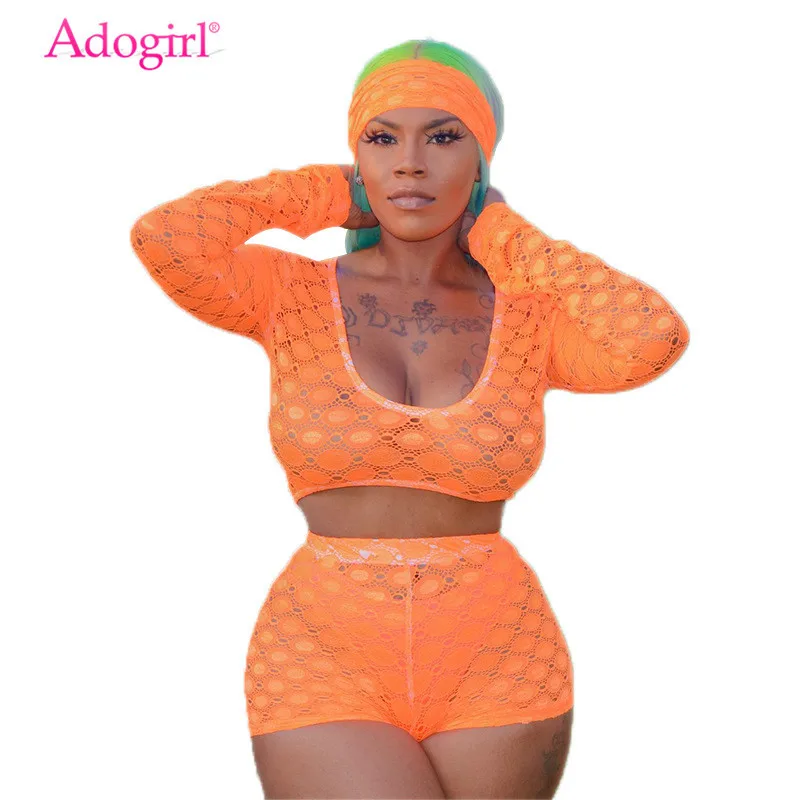 Женский кружевной комплект Adogirl из 4 предметов повязка на голову + укороченный топ
